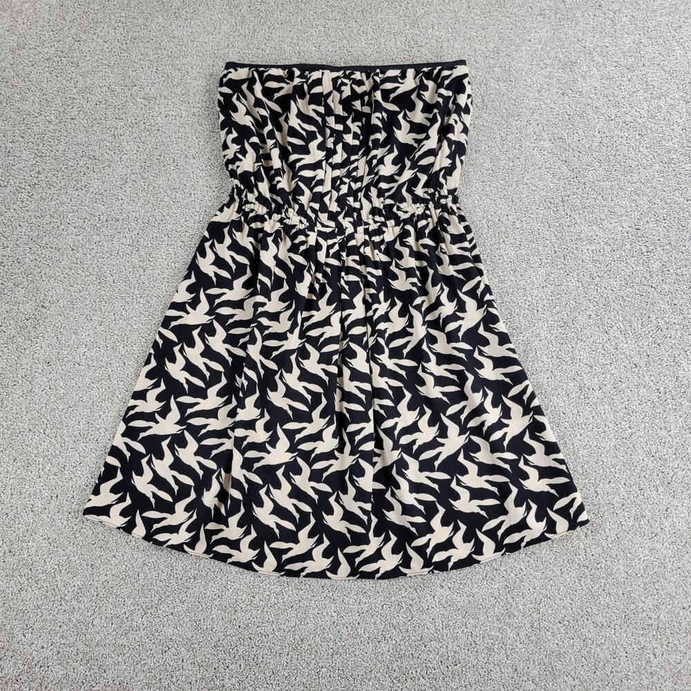 RACHEL Rachel Roy Strapless Bird Print Dress Womens M Black Cream